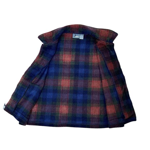 LizWear Fleece Vest Womens Medium Plaid Red Blue Full Zip Classic Trendy 90s Vtg - Picture 7 of 8
